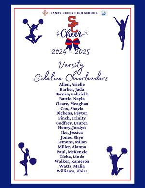 Congratulations to the new members of the Sandy Creek Varsity, JV, and Competition Cheer teams!